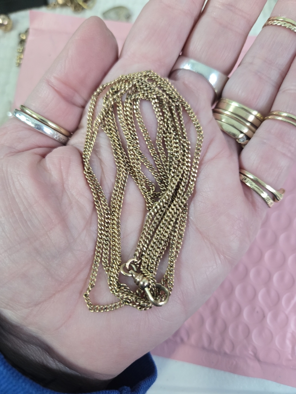 Vintage Gold Filled Women's Multi-Strand Watch Chain Necklace